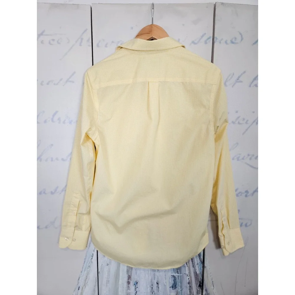 Banana Republic Button Down Shirt S Yellow Gingham Slim Fit Non Iron Cotton